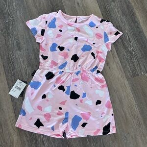 Tiny Tribe Girls Pink Printed Romper sz 6X-7 NWT Nordstrom